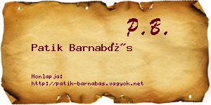 Patik Barnabás névjegykártya